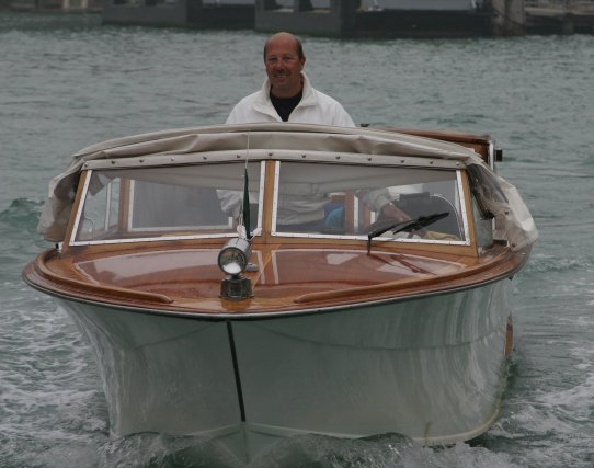 Boater on the Grand Canal in Venice