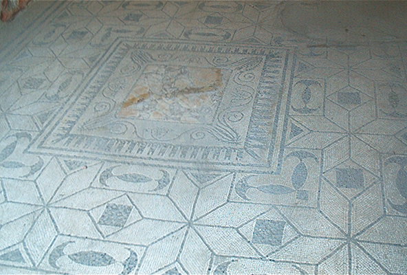 View of a remarkably well-preserved tile floor