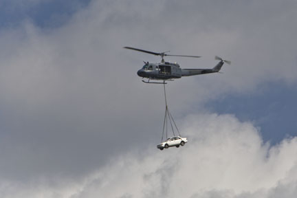 Huey helicopter with sling load!